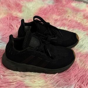 Adidas Kids Black Sneakers with Tan Soles